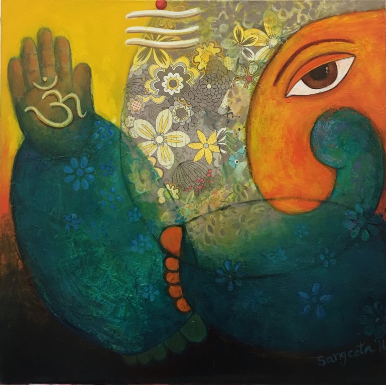 Ganesha 02 - 2014-16: Paintings/Landscapes: Mixed media on canvas, 18"×24", USD 900